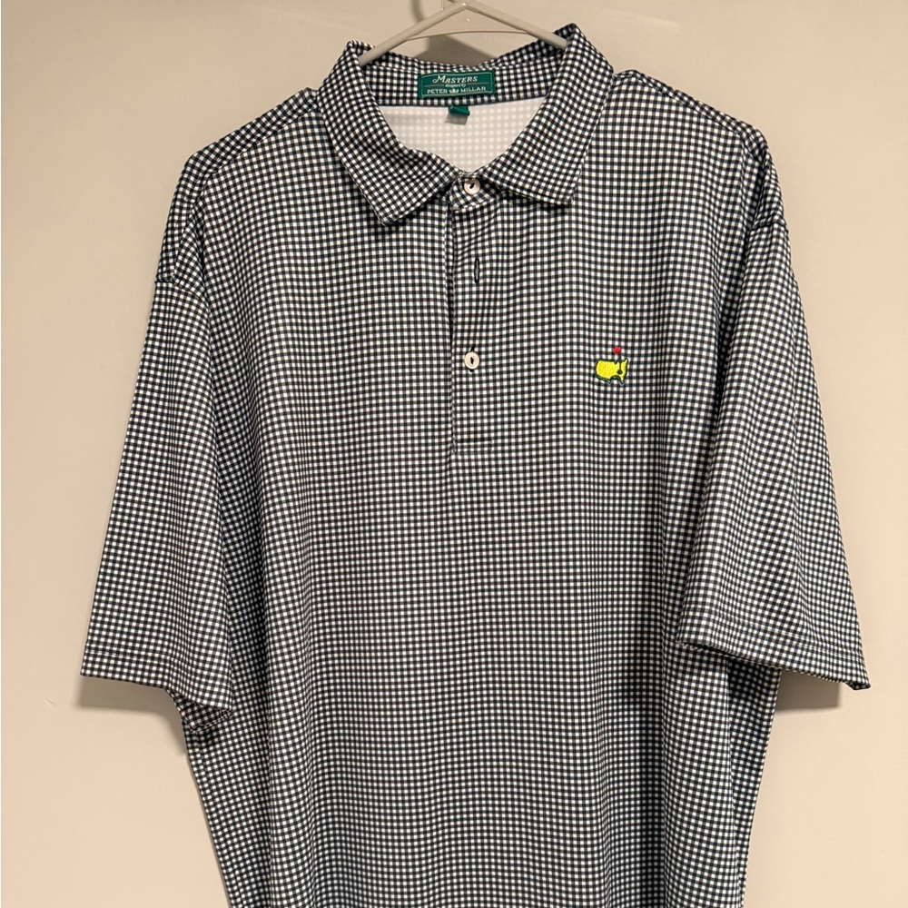 Men's Black & White Check Polo Shirt with Embroidered Logo